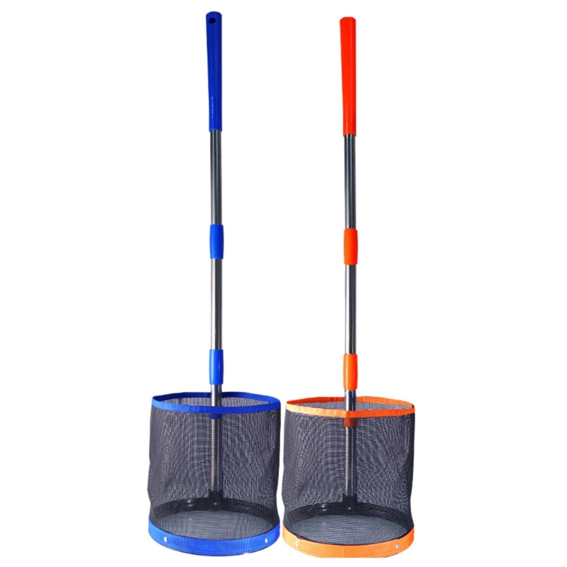 Table Tennis Daily - 99 cm Edelstahl-Tischtennisball-Sammler mit rundem Eimer,