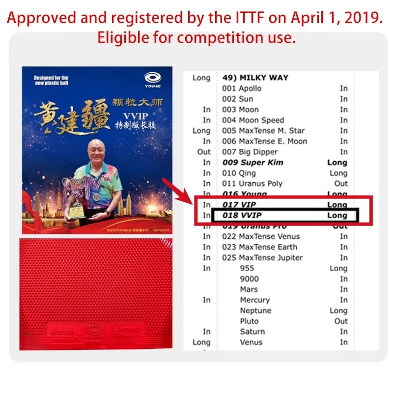 YINHE VVIP Maste Long Pips Tis – Table Tennis For Sale Bewertung und Preis